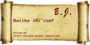 Balika József névjegykártya